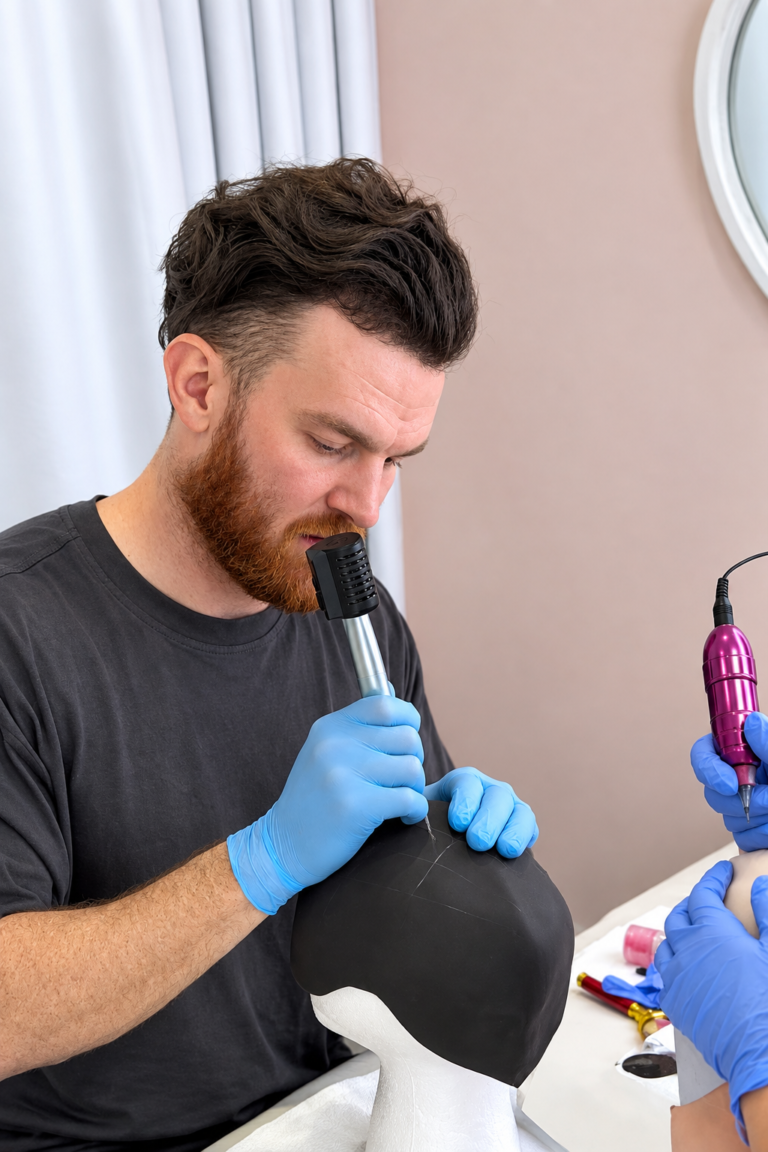 Student practising SMP technique during practical training.